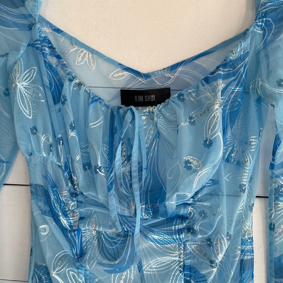 KIM SHUI Sheer Mini Dress in Baby Blue Size XS - Picture 9 of 10
